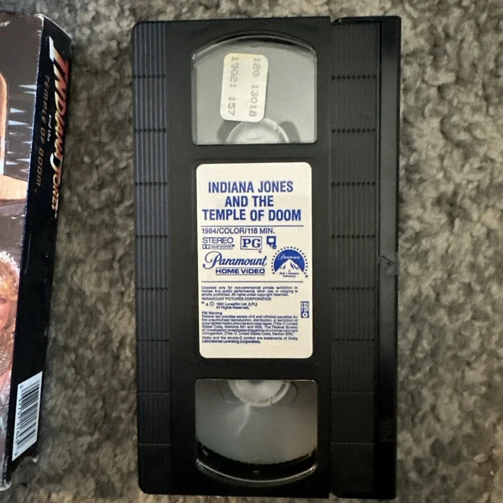 Indiana Jones and the Temple of Doom VHS Paramount Home Video Black Back Cover